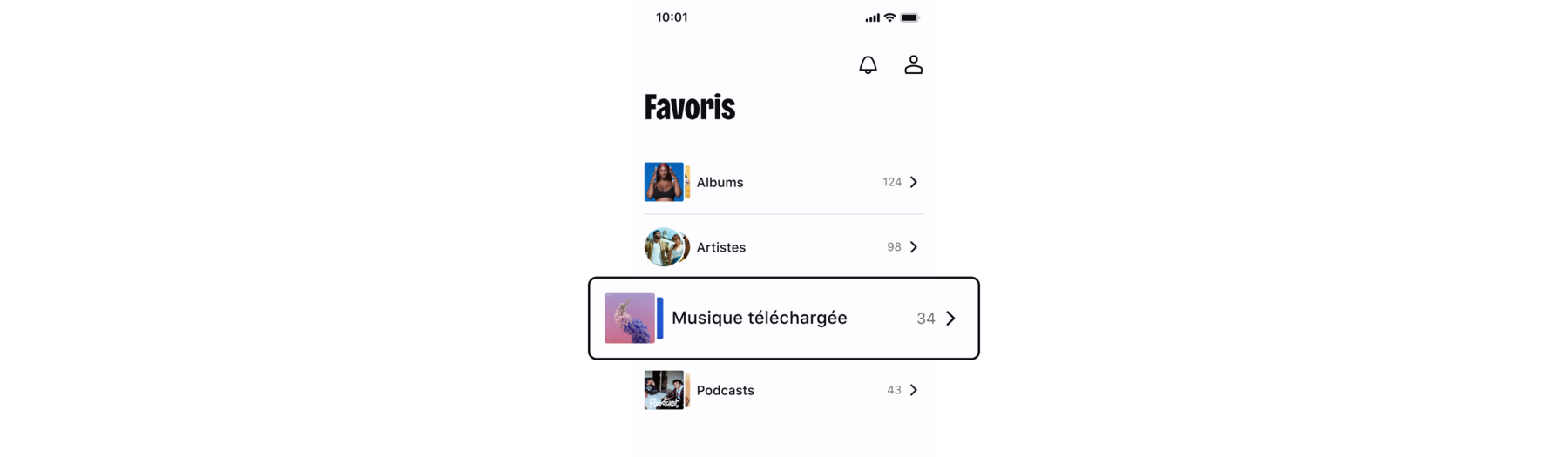 Tous tes téléchargements de musique et podcasts sont au même endroit